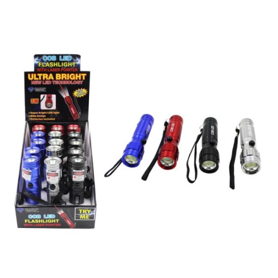 Diamond Visions COB 220 lumens Assorted LED Flashlight/Laser Combo AAA Battery