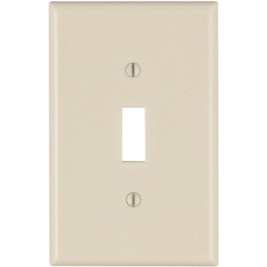 Leviton 1-Gang Smooth Plastic Mid-Way Toggle Switch Wall Plate, Light Almond