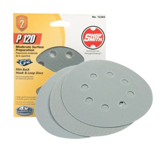 Shop Smith 5 In. 120-Grit 8-Hole Pattern Vented Sanding Disc with Hook & Loop Backing (3-Pack)