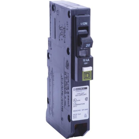 Square D QO 20A Single-Pole CAFCI Mini Dual Function Circuit Breaker