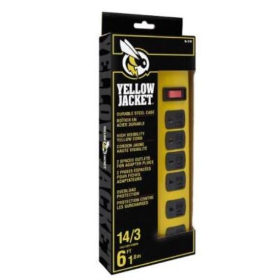 Yellow Jacket 6-Outlet Yellow Metal Power Strip with 6 Ft. Cord