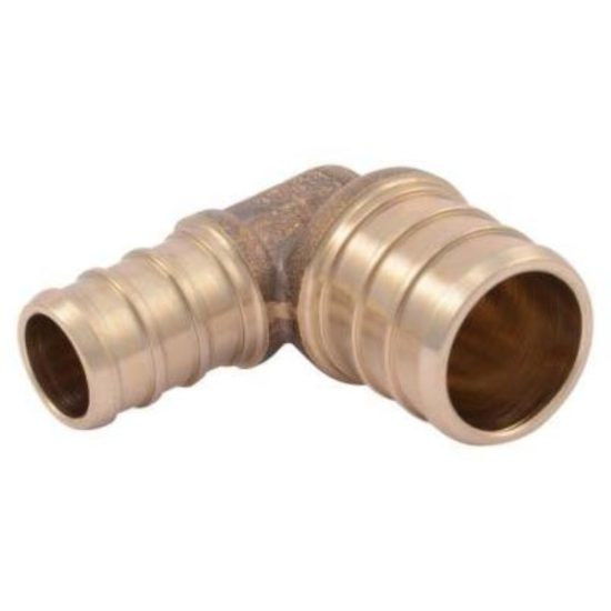 SharkBite 1/2 In. x 3/4 In. Barb 90 Deg. Brass Reducing PEX Elbow (1/4 Bend)