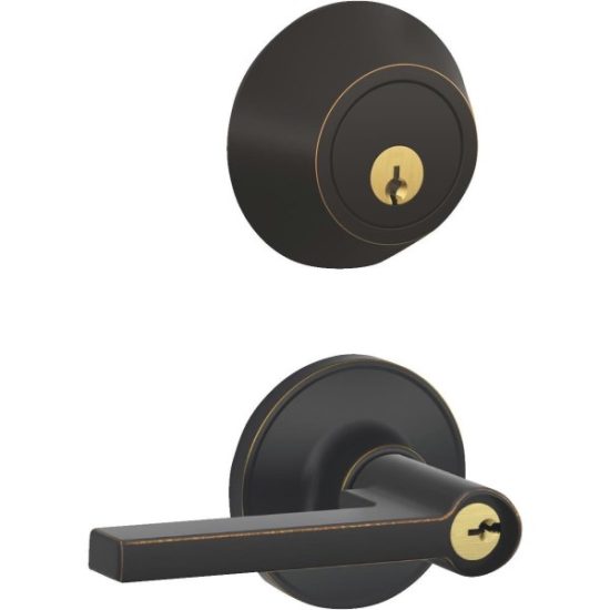 Dexter Solstice Aged Bronze Single Cylinder Deadbolt & Door Lever Combo
