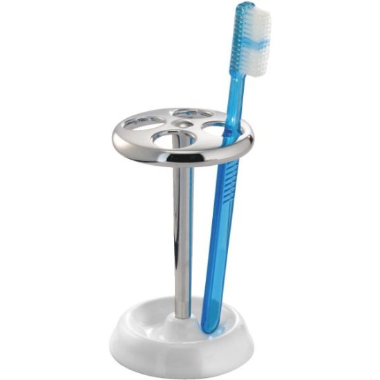 iDesign White/Chrome Toothbrush Holder