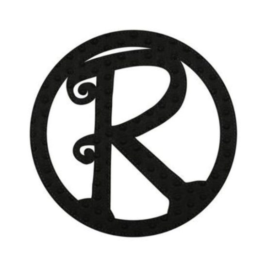 10" Patch-On Black Embossed Felt Monogram Letter R