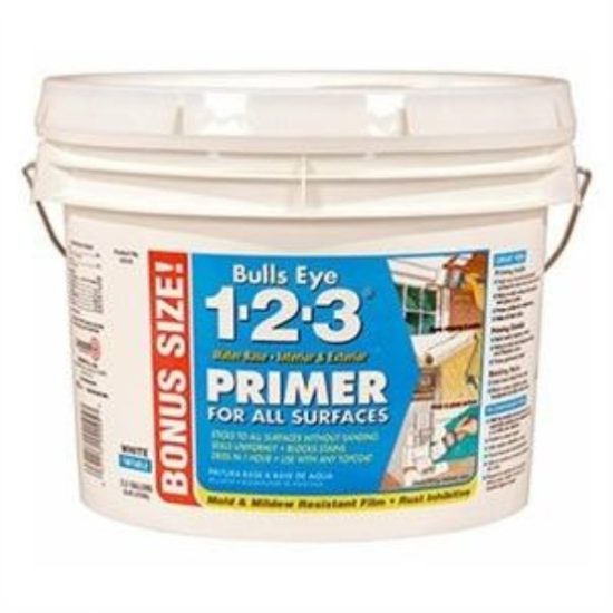 Zinsser Bulls Eye 1-2-3 Water-Base Interior/Exterior Stain Blocking Primer, White, 2.5 Gal.