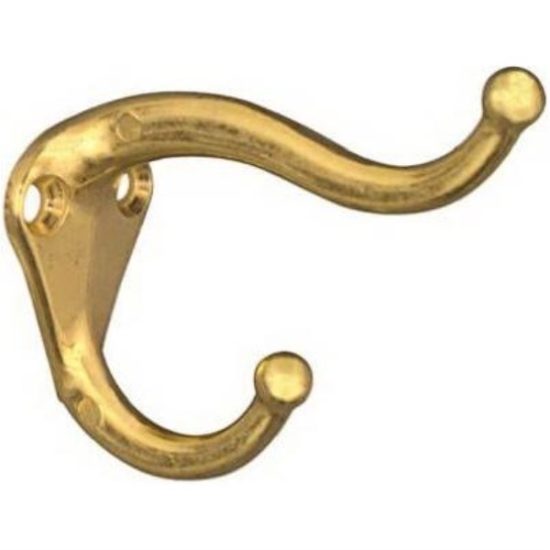 National Brass Coat & Hat Wardrobe Hook, 2 per Card