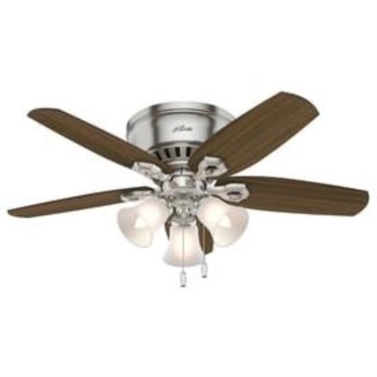Hunter Builder Low Profile 42 In. Brushed Nickel Ceiling Fan with Light Kit