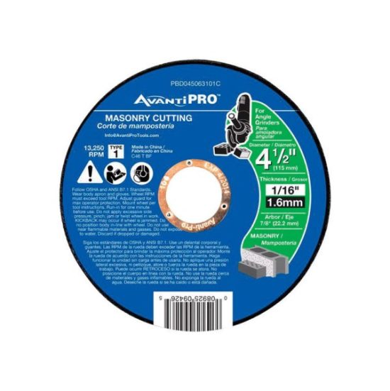 Avanti Pro Type 1 4-1/2 In. x 1/16 In. x 7/8 In. Masonry Cut-Off Wheel