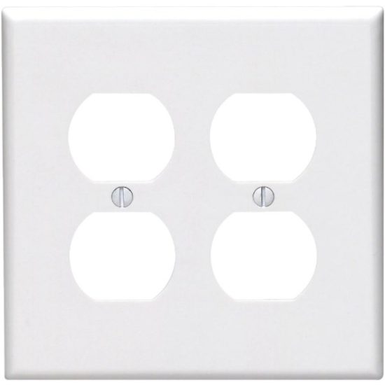 Leviton Mid-Way 2-Gang Thermoplastic Nylon Outlet Wall Plate, White