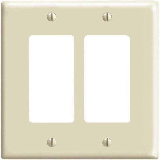 Leviton Mid-Way 2-Gang Smooth Plastic Rocker Decorator Wall Plate, Ivory