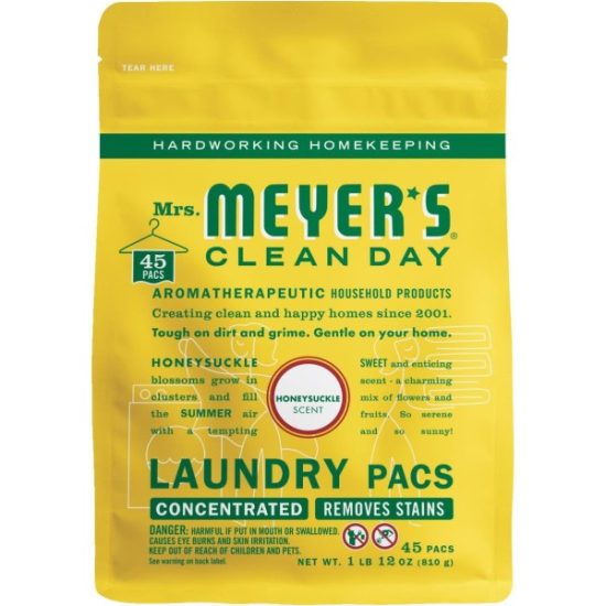 Mrs. Meyer's 45 Load Honeysuckle Clean Day Laundry Pod Detergent