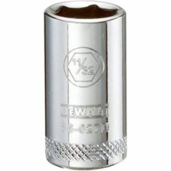 SAE Socket, Shallow, 6-Point, 11/32-In., 1/4-Drive