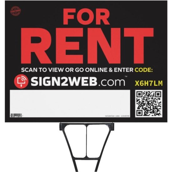 Sign2Web 18 In. x 24 In. Double Sided For Rent Sign