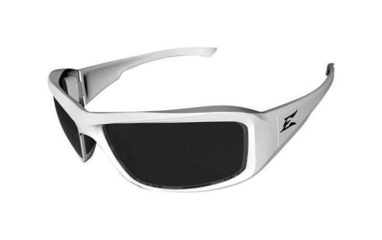 Edge Eyewear Brazeau Gloss White Frame Safety Glasses with Smoke Lenses
