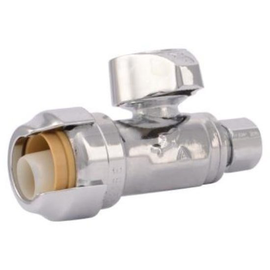 SharkBite 1/2 In. x 1/4 In. Compression Brass Straight Stop Valve