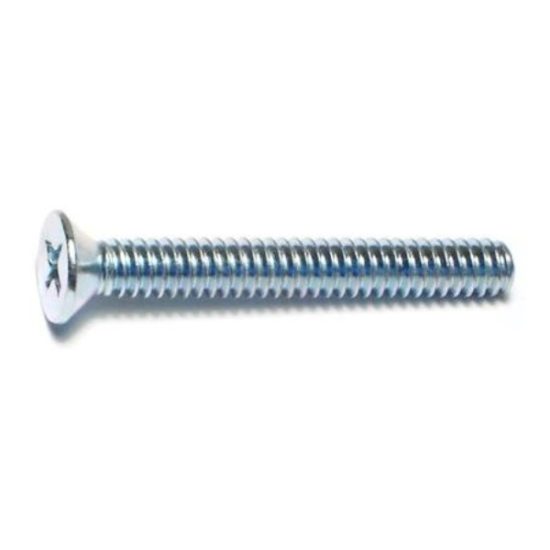 #10-24 x 1-1/2  Zinc Plated Steel Coarse Thread Phillips Flat Head Machine Screws MSCFS-297
