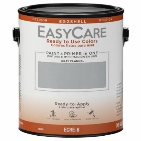 Ready To Use Interior Paint & Primer In One, Eggshell Acrylic, Gray Flannel, 1-Gallon