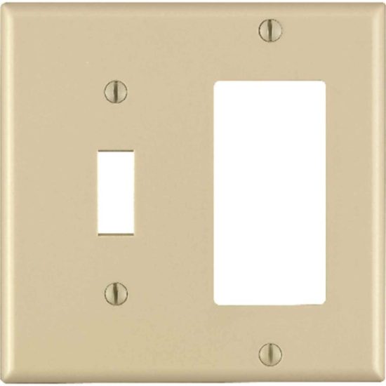 Leviton Decora 2-Gang Thermoset Single Toggle/Rocker Wall Plate, Ivory