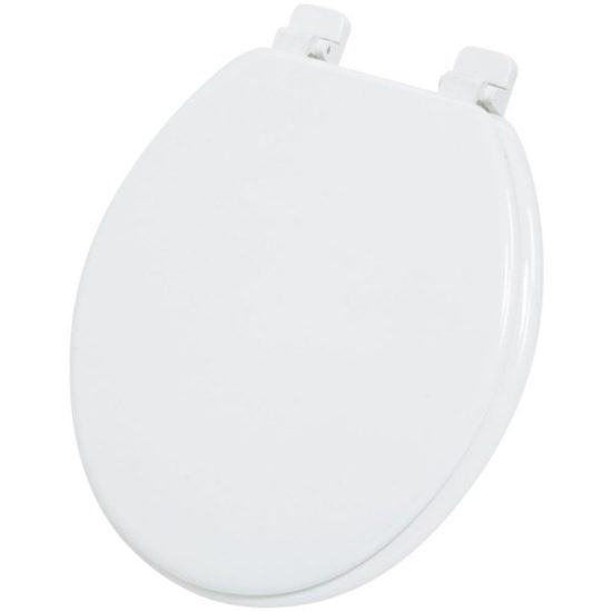 Home Impressions Round Closed Front White Wood Toilet Seat