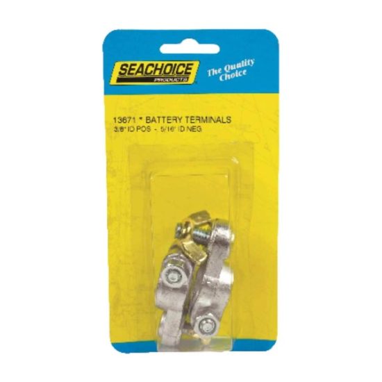 Seachoice Standard Top/Side Post Battery Terminal with Brass-Plated Nuts (2-Count)