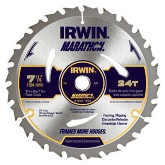 Irwin Marathon 7-1/4 In. 24-Tooth Framing/Ripping Circular Saw Blade