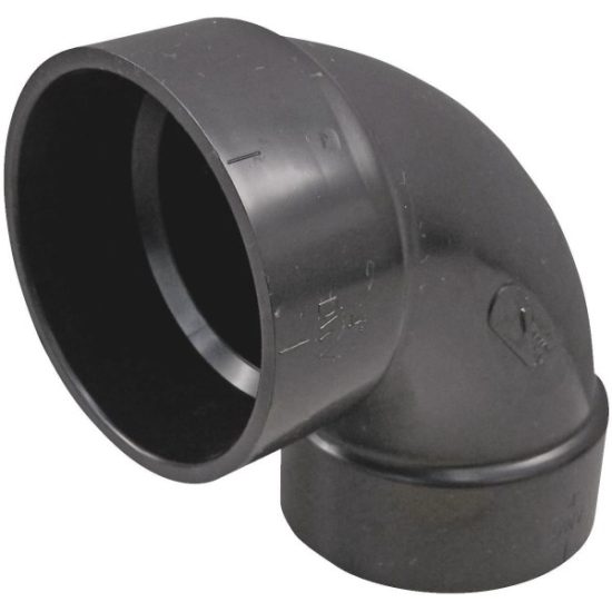 Charlotte Pipe 4 In. Hub x Hub 90 Deg. Sanitary ABS Elbow (1/4 Bend)