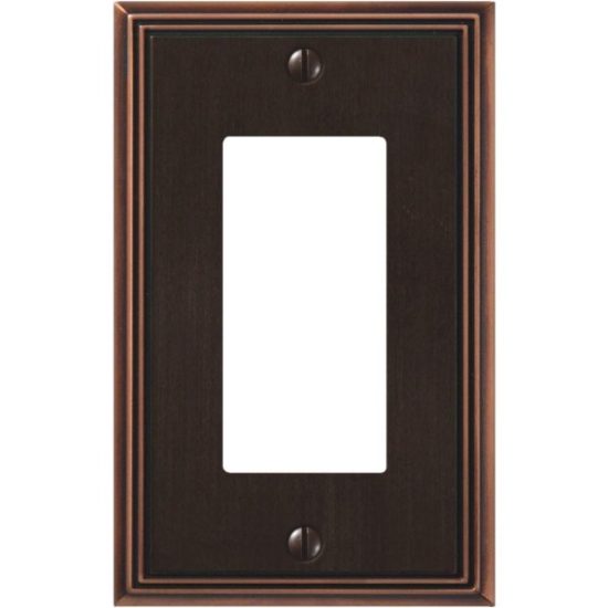 Amerelle Metro Line 1-Gang Cast Metal Rocker Decorator Wall Plate, Aged Bronze