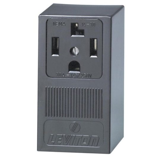 Leviton 30A Surface Mount Black 14-30R 4-Wire Dryer Power Outlet