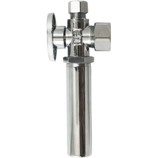 Keeney 5/8" OD x 3/8" OD Chrome-Plated Brass Quarter Turn Angle Valve with Water Hammer Arrestor