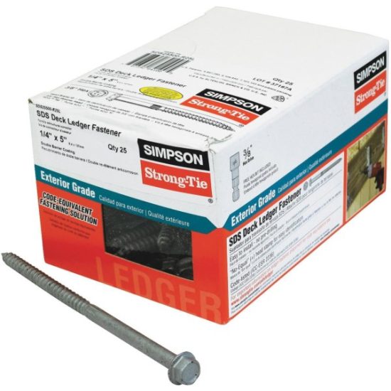 Simpson Strong-Tie Strong-Drive 1/4 In. x 5 In. SDS Ledger Deck Screw (25 Ct. Box)