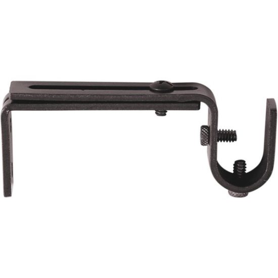 Kenney Adjustable Single Black Curtain Rod Bracket (2-Pack)