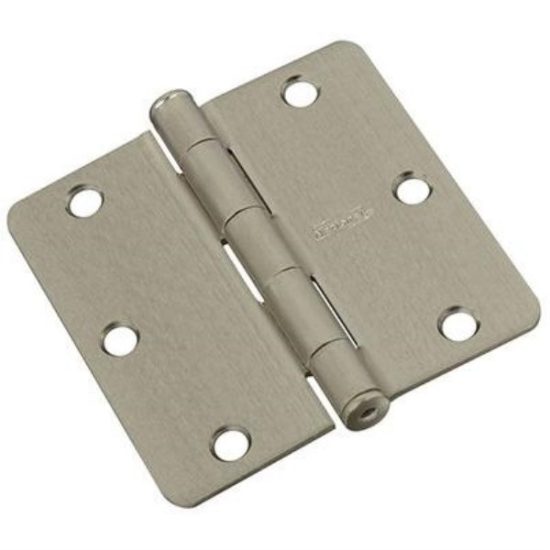 National 3-1/2 In. x 1/4 In. Radius Satin Nickel Door Hinge