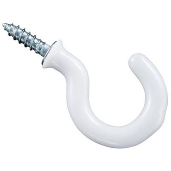 National 1 In. White Vinyl Cup Hook (30 Count)