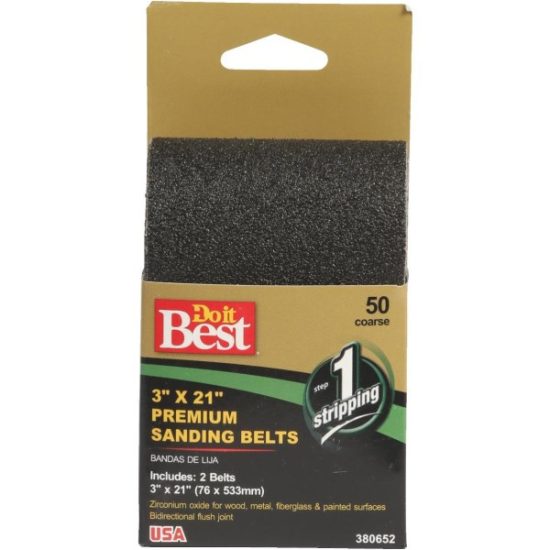 Do it Best 3 In. x 21 In. 50 Grit Heavy-Duty Premium Sanding Belt (2-Pack)