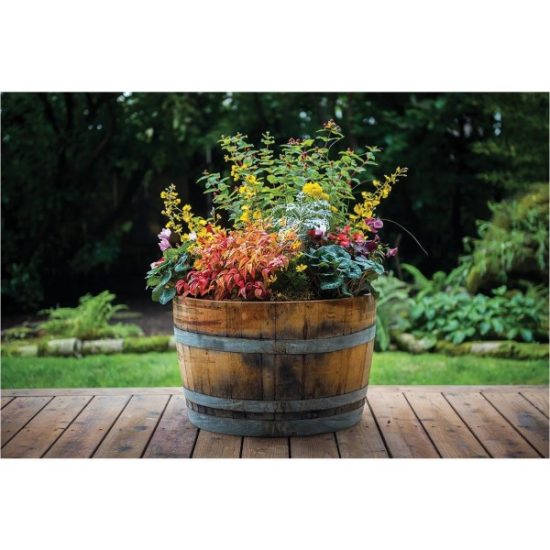 Real Wood Products 26 In. Half Oak Barrel Planter