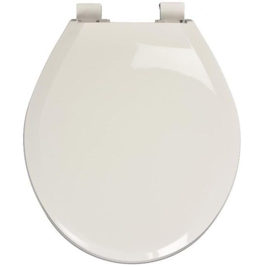 Centoco Round Closed Front White Plastic Toilet Seat with Slow Close