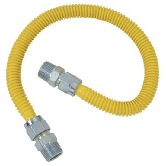 Dormont 5/8 In. OD x 24 In. Coated Stainless Steel Gas Connector, 1/2 In. MIP (Tapped 3/8 In. FIP) x 1/2 In. MIP (Tapped 3/8 In. FIP)