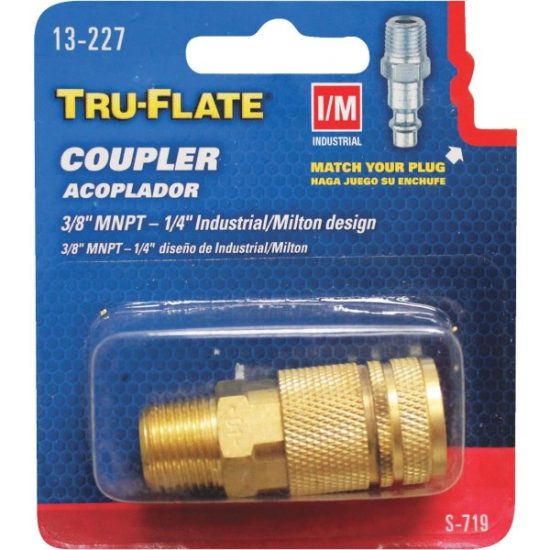 Tru-Flate Industrial/Milton Series Push-to-Connect 3/8 In. MNPT Coupler