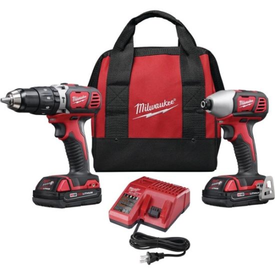 Milwaukee 2-Tool M18 Lithium-Ion Hammer Drill & Compact Impact Driver Cordless Tool Combo Kit