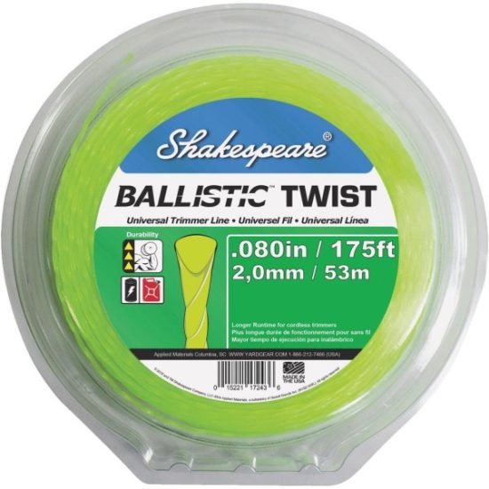 SHAKESPEARE .080 BALLISTIC BICO TRIMMER LINE TWIST MED 175'