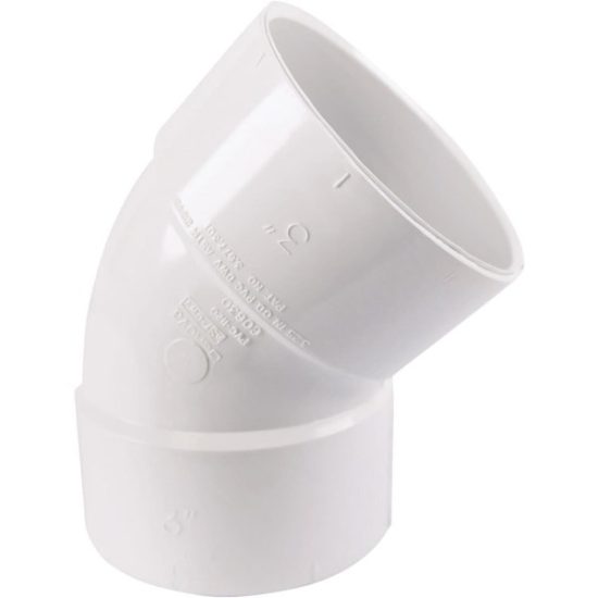 Charlotte Pipe 3 In. Schedule 30 45 Deg. DWV PVC Elbow (1/8 Bend)