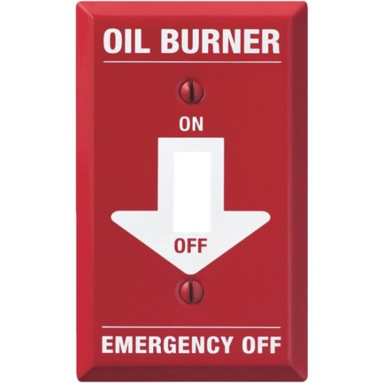 Amerelle PRO 1-Gang Red Stamped Steel Emergency Oil Burner Toggle Switch Wall Plate