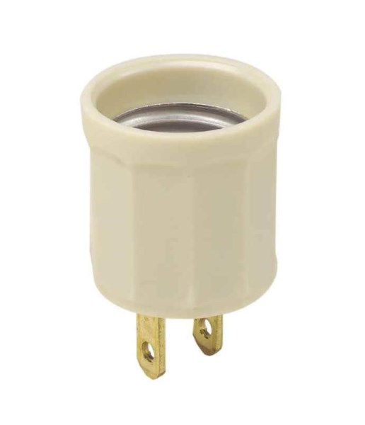 Leviton 600W 125V Ivory Outlet to Light Socket Adapter
