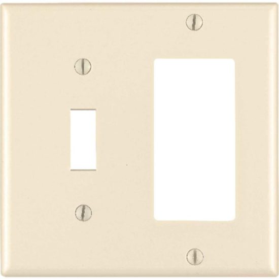 Leviton Decora 2-Gang Thermoset Single Toggle/Rocker Wall Plate, Light Almond