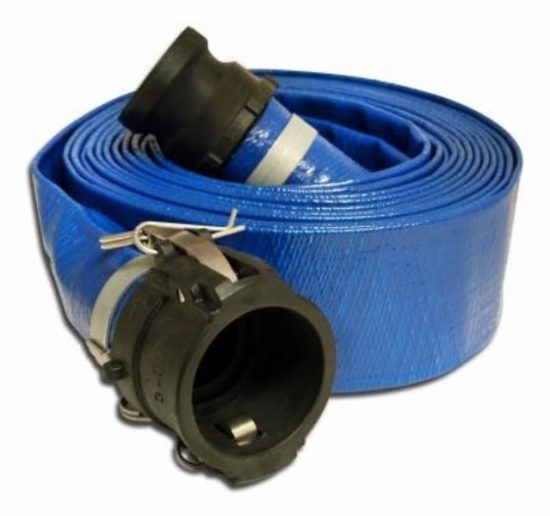 Apache 2 In. x 50 Ft. Blue Lay Flat Discharge Hose w/Poly Cam Lock Fittings