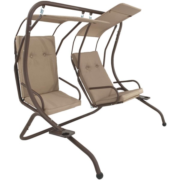 Outdoor Expressions 2-Person 67 In. W. x 67 In. H. x 53.5 In. D. Tan Patio Swing