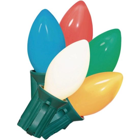 Ceramic Multi 25-Bulb C7 String Light Set with Green Wire