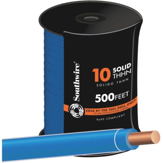 Southwire 500 Ft. 10 AWG Solid Blue THHN Electrical Wire