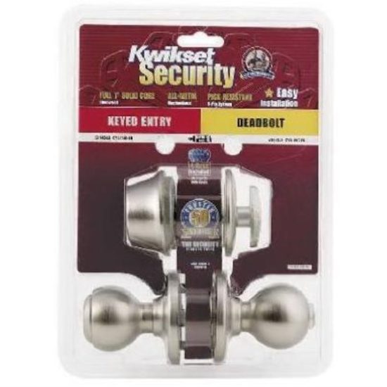 Kwikset Polo Satin Nickel Deadbolt and Door Knob Combo